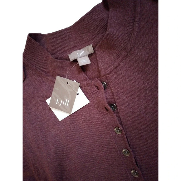 J Jill Silk Blend Top Size L Purple Button Long Sleeve Shirt NWT - Picture 2 of 9